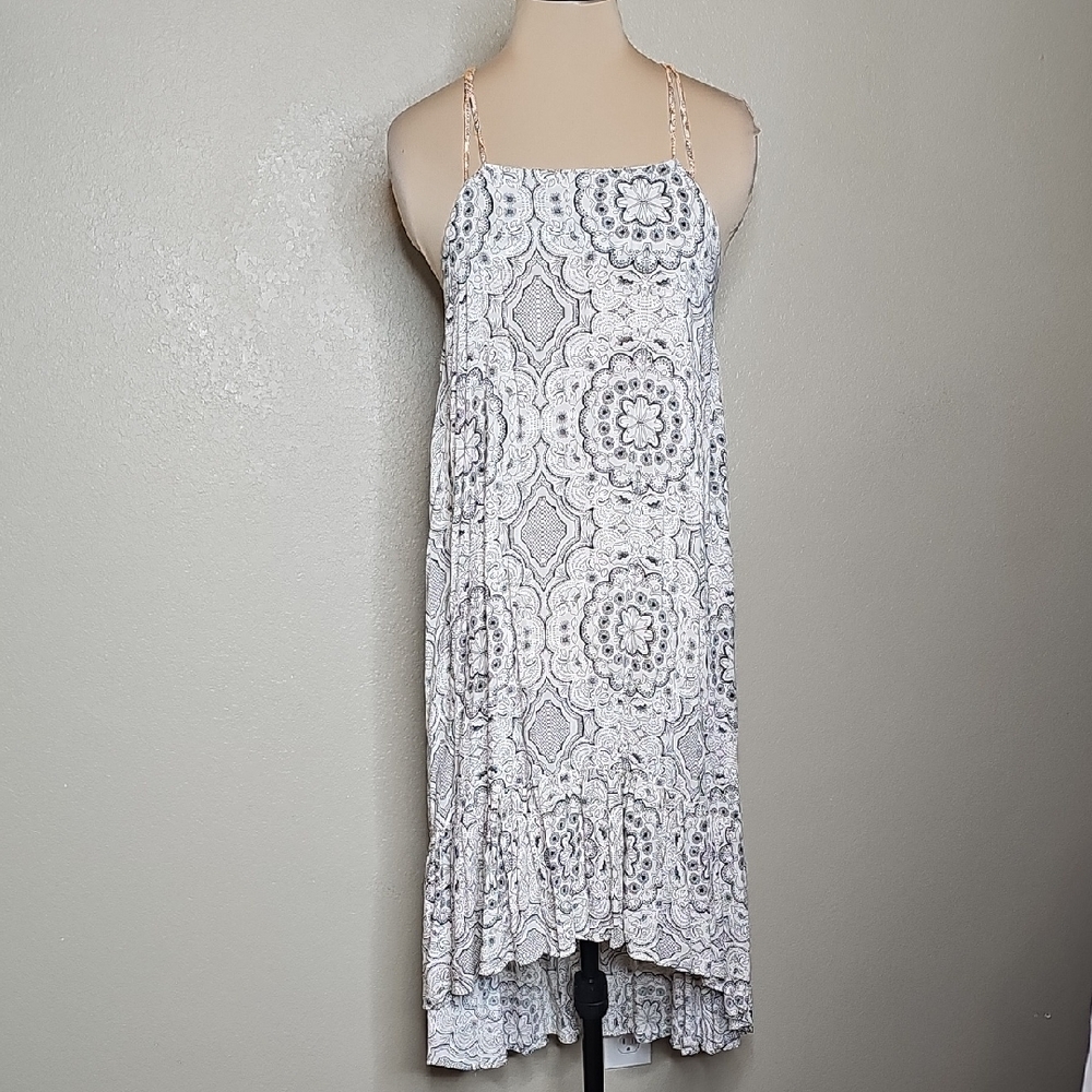Eloise XS Verana Day Dress Ivory Black Print Hi Low Slip Dress - Picture 2 of 10